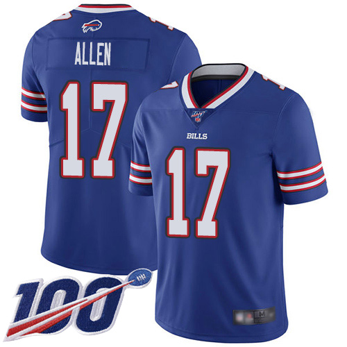 Men Buffalo Bills #17 Josh Allen Royal Blue Team Color Vapor Untouchable Limited Player 100th Season NFL Jersey->buffalo bills->NFL Jersey